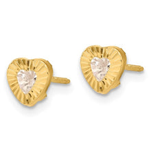 Load image into Gallery viewer, Diamond-cut CZ Heart Post Earrings with Screwbackings
