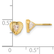 Load image into Gallery viewer, Diamond-cut CZ Heart Post Earrings with Screwbackings