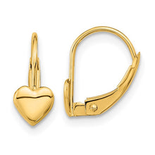 Load image into Gallery viewer, 5mm Children's Heart Leverback earrings - 14K Yellow Gold