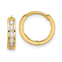 Load image into Gallery viewer, Round/Square CZ Reversible Hinged Hoop Earrings - 14K Yellow Gold