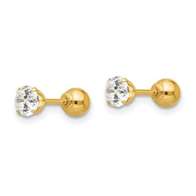 Load image into Gallery viewer, Polished Reversible CZ and 4mm Ball Earrings - 14K Yellow Gold