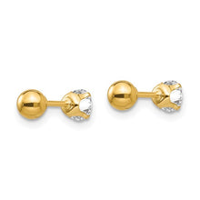 Load image into Gallery viewer, Polished Reversible CZ and 4mm Ball Earrings - 14K Yellow Gold