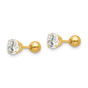 Polished Reversible 5mm CZ and Ball Earrings - 14K Yellow Gold
