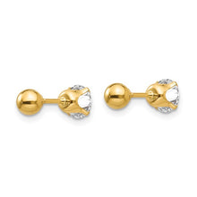 Load image into Gallery viewer, Polished Reversible 5mm CZ and Ball Earrings - 14K Yellow Gold
