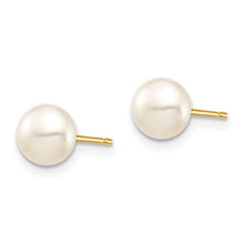 Load image into Gallery viewer, 14k Madi K 6-7mm White Button Freshwater Cultured Pearl Stud Post Earrings
