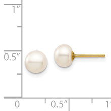 Load image into Gallery viewer, 14k Madi K 6-7mm White Button Freshwater Cultured Pearl Stud Post Earrings