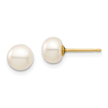 Load image into Gallery viewer, 14k Madi K 6-7mm White Button Freshwater Cultured Pearl Stud Post Earrings