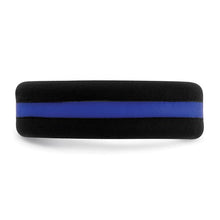 Load image into Gallery viewer, Silicone Black with Blue Line Center 7.5mm Flat Band