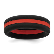 Load image into Gallery viewer, Silicone Black with Red Line Center 7.5mm Flat Band