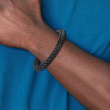 Load image into Gallery viewer, Black Braided Leather 8.25 inch Bracelet