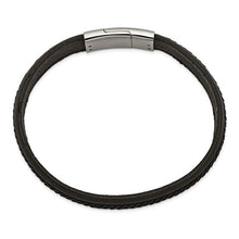 Load image into Gallery viewer, Black Italian Leather 8.75 inch Bracelet
