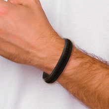 Load image into Gallery viewer, Black Italian Leather 8.75 inch Bracelet