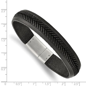 Black Italian Leather 8.75 inch Bracelet