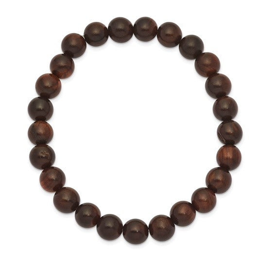 8mm Red Sandalwood Beaded Stretch Bracelet