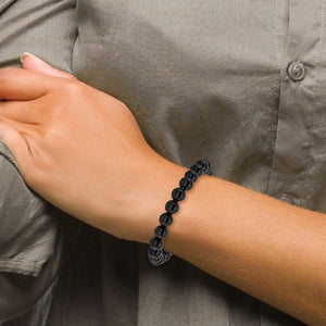 8mm Black Agate Beaded Stretch Bracelet