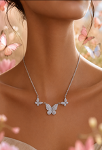 Load image into Gallery viewer, Triple CZ Butterfly Necklace - Sterling Silver