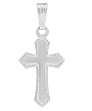 Load image into Gallery viewer, Beaded Edge Cross &amp; Chain - 14K White Gold