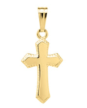 Load image into Gallery viewer, Beaded Edge Cross &amp; Chain - 14K Yellow Gold