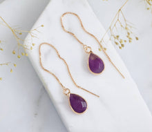 Load image into Gallery viewer, Amethyst Threader Earrings