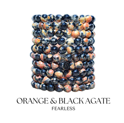 Orange and Black Agate Fearless Stacker - TJazelle