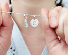 Load image into Gallery viewer, Lotus Mini Disc Letter Tag Pendant (Silver)
