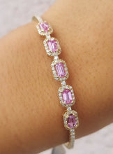 Load image into Gallery viewer, Pink Sapphire and Diamond Bangle - 18K Yellow Gold