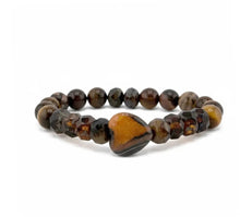 Load image into Gallery viewer, Brown Worry Stone Heart Bracelet