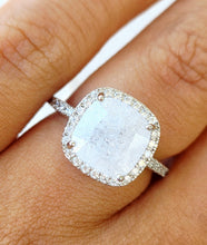 Load image into Gallery viewer, Moonstone &amp; Cubic Zirconia Ring- Sterling Silver