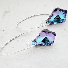 Load image into Gallery viewer, Silver Curled Marquis Crystal Drop - Purple