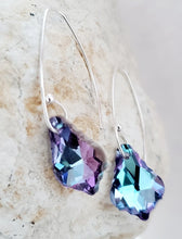 Load image into Gallery viewer, Silver Curled Marquis Crystal Drop - Purple