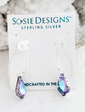 Load image into Gallery viewer, Silver Curled Marquis Crystal Drop - Purple