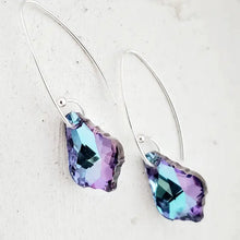 Load image into Gallery viewer, Silver Curled Marquis Crystal Drop - Purple