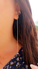 Load image into Gallery viewer, Two Tone Gold Shoulder Duster Long Post Earrings