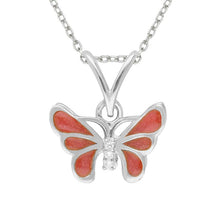 Load image into Gallery viewer, Butterfly Necklace with Orange/Red Enamel - Nicole Barr