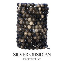 Load image into Gallery viewer, Silver Obsidian &quot;Protective&quot; Stacker - TJazelle