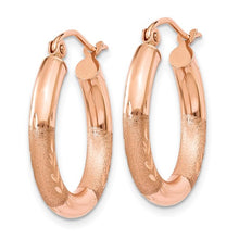Load image into Gallery viewer, 3mm Satin and Diamond-cut Hoop Earrings - 14K Rose Gold