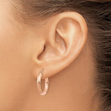 Load image into Gallery viewer, 3mm Satin and Diamond-cut Hoop Earrings - 14K Rose Gold