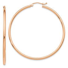 Load image into Gallery viewer, 14K Rose Gold 2mm Lightweight Hoops Earrings