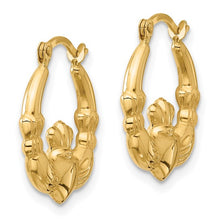 Load image into Gallery viewer, Claddagh Hoop Earrings - 14K Yellow Gold