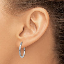 Load image into Gallery viewer, Diamond-cut 2mm Round Tube Hoop Earrings - 14K White Gold