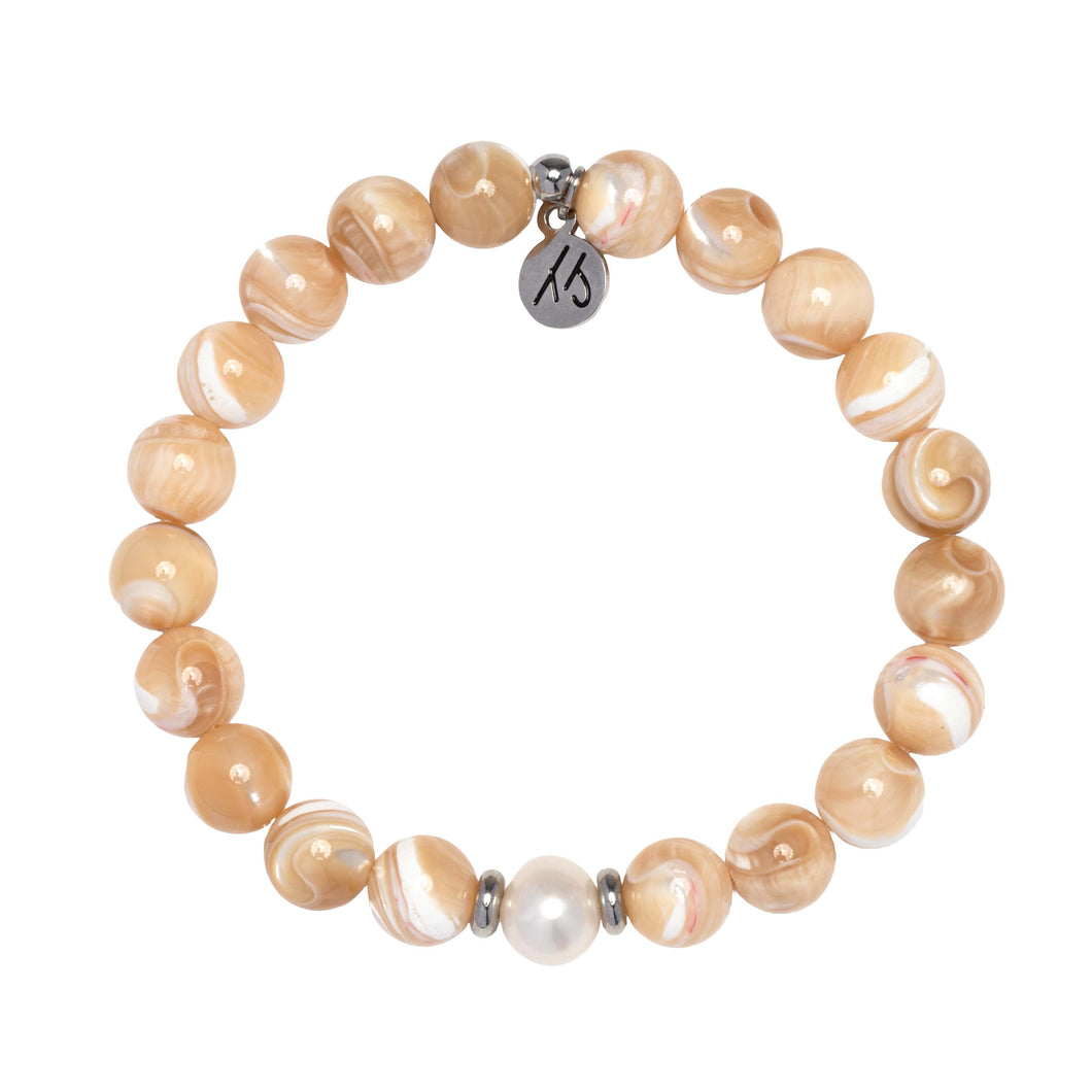 Tan Shell & Pearl Tranquility Bracelet - TJazelle