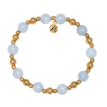 Load image into Gallery viewer, Aquamarine &amp; Gold Day By Day Beaded Bracelet - TJazelle
