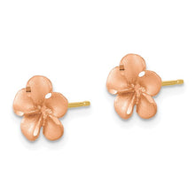 Load image into Gallery viewer, Diamond-cut Plumeria Flower Post Earrings - 14K Rose Gold