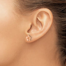 Load image into Gallery viewer, Diamond-cut Plumeria Flower Post Earrings - 14K Rose Gold