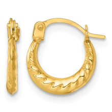 Load image into Gallery viewer, Scalloped Twist Hoops - 14K Yellow Gold