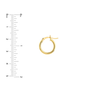 2mm x 15mm Polished Hoop Earrings - 10K Yellow Gold