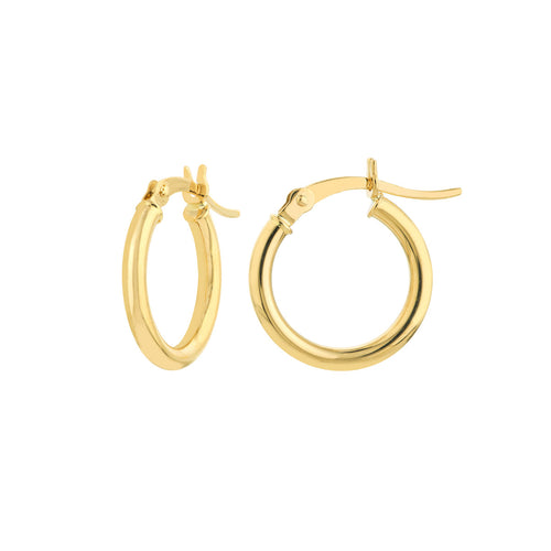 2mm x 15mm Polished Hoop Earrings - 10K Yellow Gold