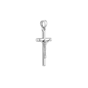 3D Crucifix Cross - 14K White Gold