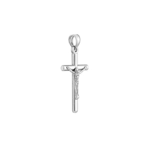 3D Crucifix Cross - 14K White Gold