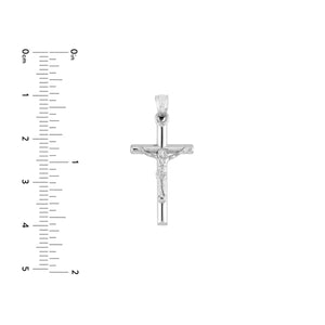 3D Crucifix Cross - 14K White Gold